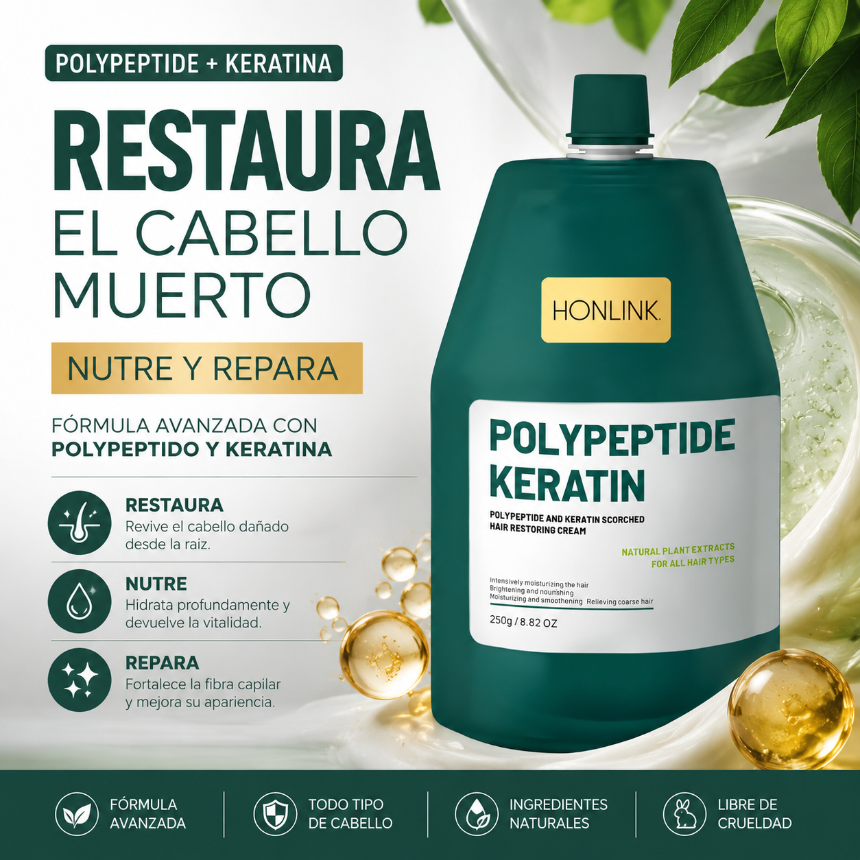 HONLINK CON POLYPETIDE Y KERATINA ELIMINA CABELLO MUERTO